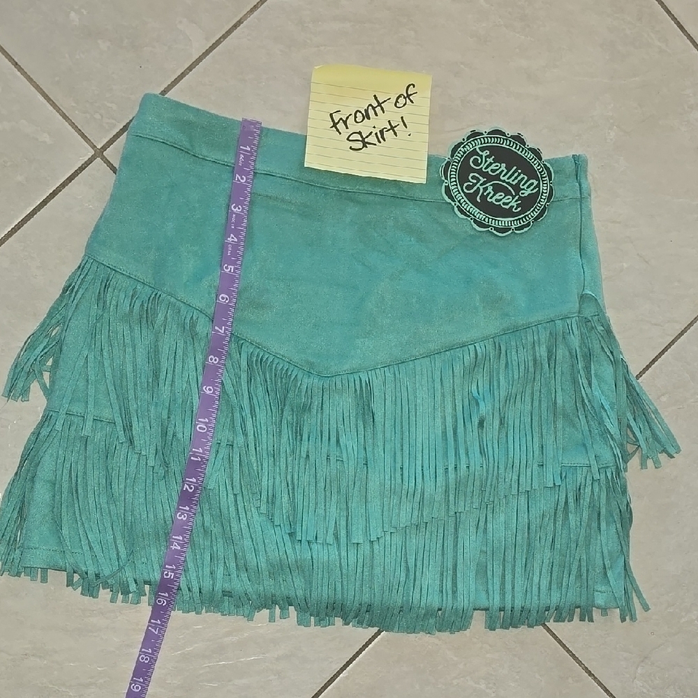 Mint Green Fringed Mini Skort for Line Dancing.